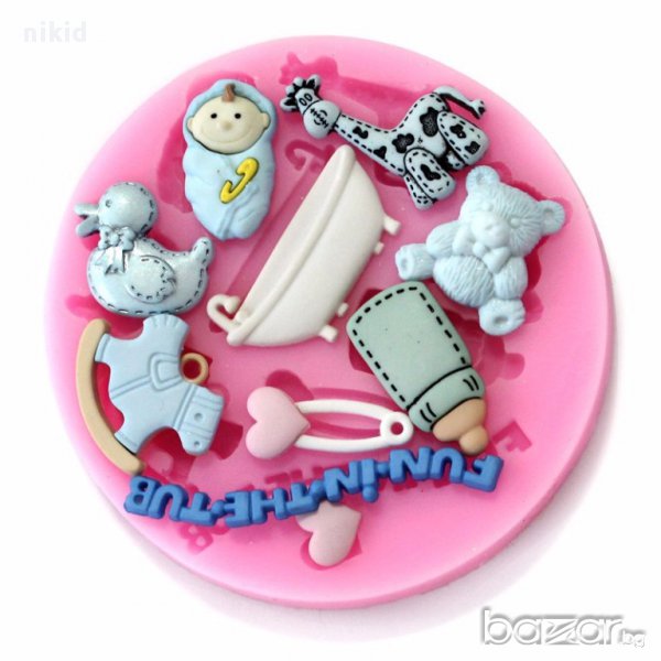 забавления във баня бебешки силиконов молд форма украса мъфини фондан торта и др, снимка 1