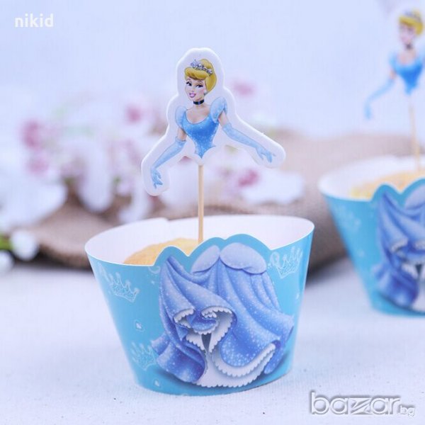 Принцеса Пепеляшка 10 бр топери и кошнички украса декорация за мъфини кексчета парти, снимка 1