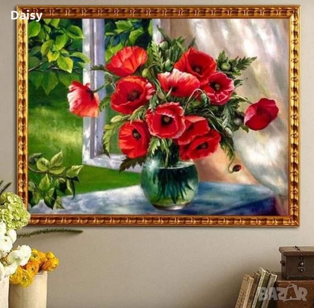 Диамантен гоблен"Ваза с макове", снимка 1