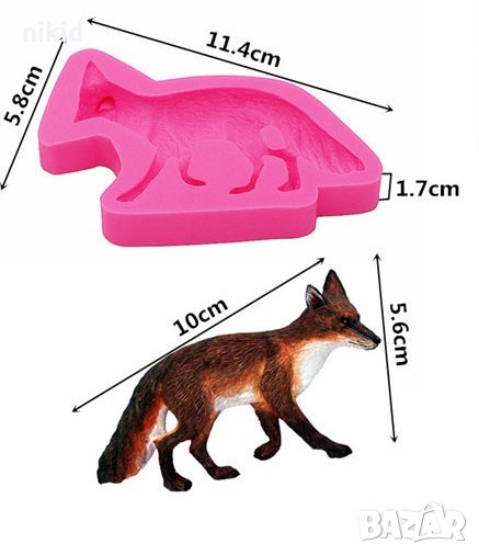 Лисица силиконов молд форма декорация торта фондан шоколад и др., снимка 1