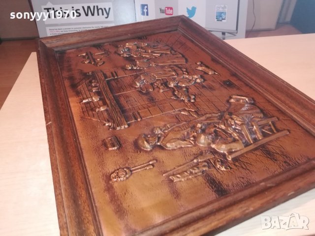 ГОЛЯМА картина-релефна-мед/месинг-73х52см-внос швеицария, снимка 16 - Антикварни и старинни предмети - 21518531