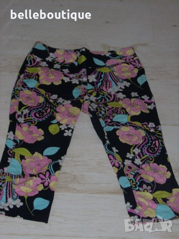 Стилен летен еластичен панталон с цветя, снимка 1 - Панталони - 24404903