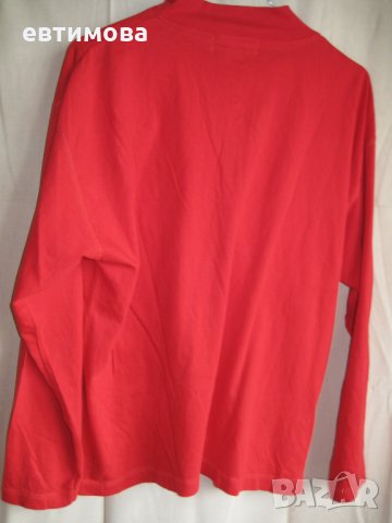 Червена блуза с копчета, памук., снимка 4 - Блузи с дълъг ръкав и пуловери - 23590770