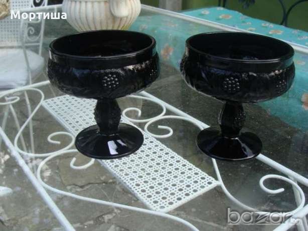  Бохемия блек аметист кристални чаши РАЗПРОДАЖБА, снимка 3 - Чаши - 18911158