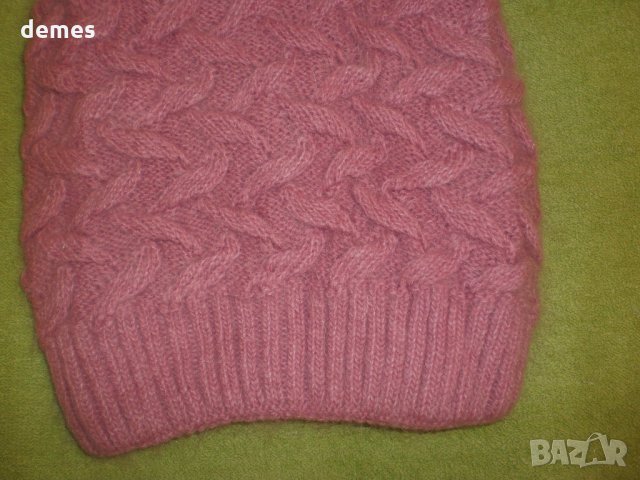 Машинно плетена вълнена шапка,  люляков цвят, снимка 3 - Шапки - 23222290