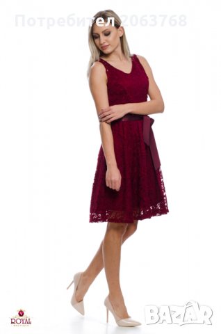 Дантелена Рокля-Бордо, снимка 3 - Рокли - 23672054