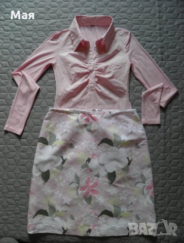 Дамски сет в розово пола и блуза