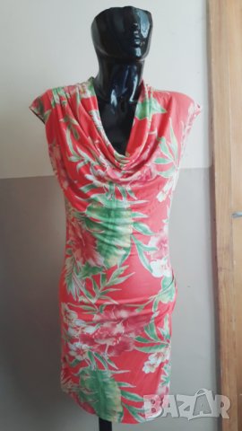 Оранжева рокля на цветя трико М/Л, снимка 1