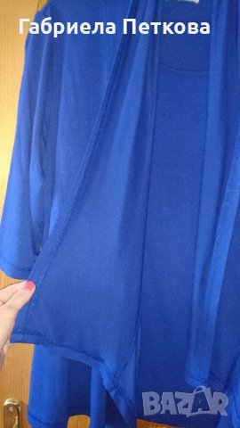 Уникална комбинация жилетка и блуза в синьо , снимка 2 - Жилетки - 22157602
