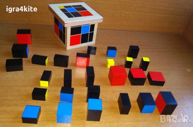 Montessori Trinomial Cube Монтесори Триномиално Сензорно Кубче, снимка 3 - Образователни игри - 25000005