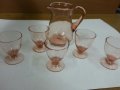 ретро сервиз за ракия розово стъкло, снимка 1 - Антикварни и старинни предмети - 25134680
