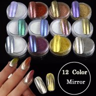 цветен огледален фин прах за нокти пудра UV огледален пигмент хромиран ефект блясък пигмент маникюр, снимка 1 - Декоративна козметика - 16197335