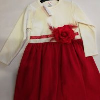 РОКЛЯ бяло и червено  с червено цвете 1,2,3,годинки, снимка 1 - Детски рокли и поли - 20155461
