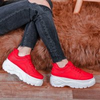 Ликвидация! Дамски Червени Обувки на Платформа Ariel 🔝Цена: 29.99, снимка 1 - Кецове - 24104362