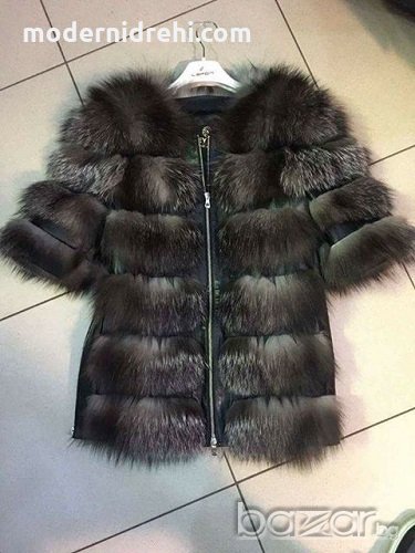Дамско зимно палто от лисица кафява лисица, снимка 1