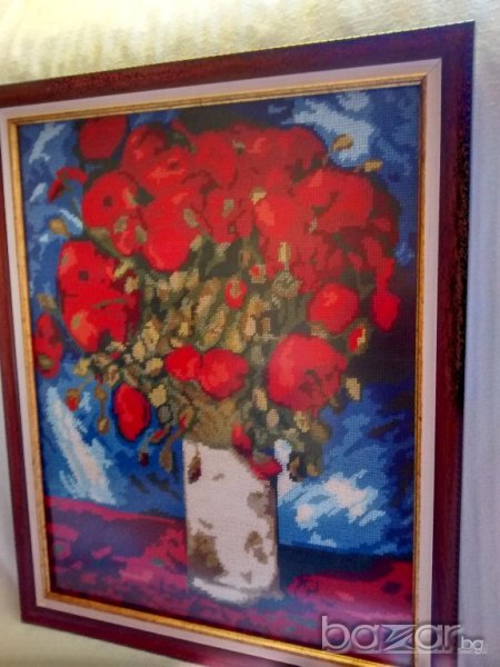 Гоблен "Макове на Ван Гог". 44 на 36см, снимка 1
