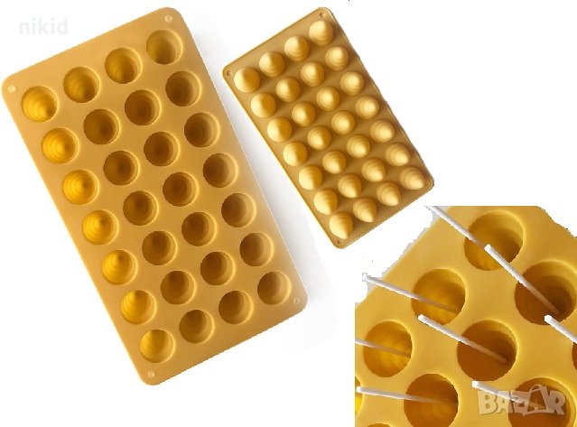28 бр малки сладоледени фунийки рогчета силиконов молд форма за близалки шоколад фондан гипс и др, снимка 1