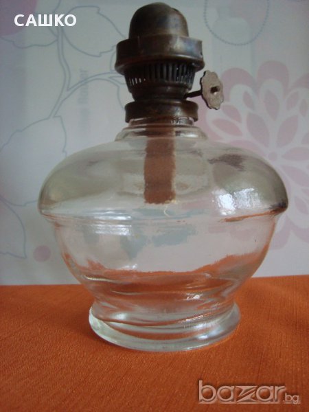 Стара стъклена  газена лампа, снимка 1