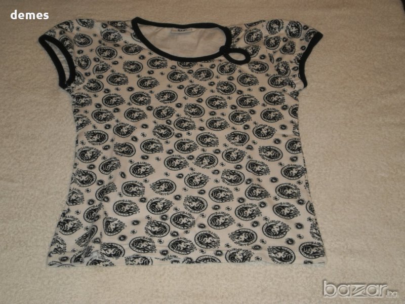 Детска тениска за момиче в черно и бяло, размер 140/146, нова, намалена, снимка 1