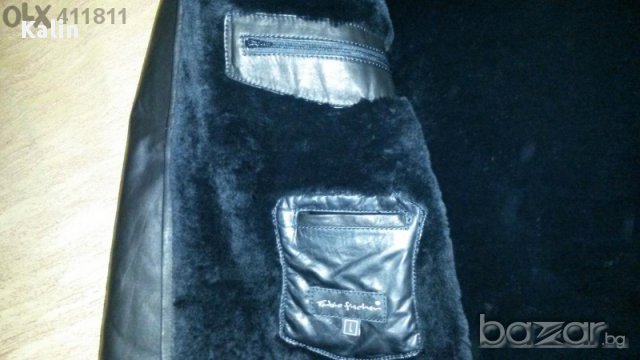 Дизайнерски Черен кожен Кабан, снимка 9 - Якета - 11916795