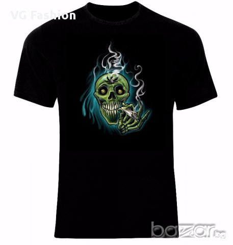 Канабис Марихуана Напушен Череп Cannabis Marijuana Smoke Smoking Skull Тениска Мъжка/Дамска S до 2XL, снимка 1