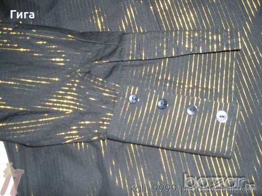 Ефектна черна риза на златно райе, снимка 3 - Ризи - 18181982
