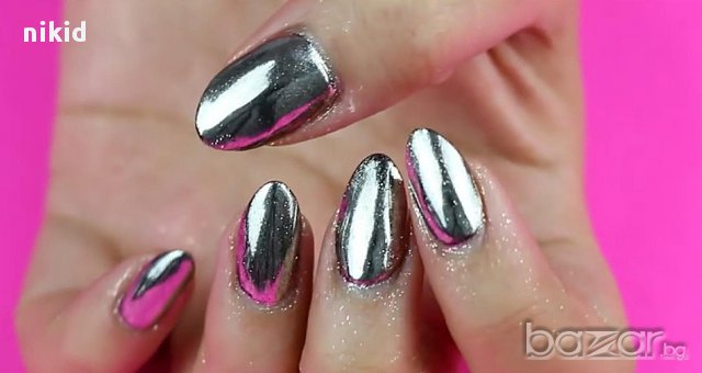 сребрист златист златиста злато сребро прах нокти пудра хромиран UV огледален ефект блясък пигмент , снимка 2 - Продукти за маникюр - 15448585