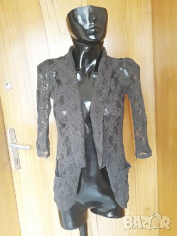 Тъмно зелено дантелено сако с 3/4 ръкав С, снимка 1
