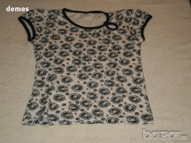 Детска тениска за момиче в черно и бяло, размер 140/146, нова, намалена, снимка 1 - Детски тениски и потници - 10767883