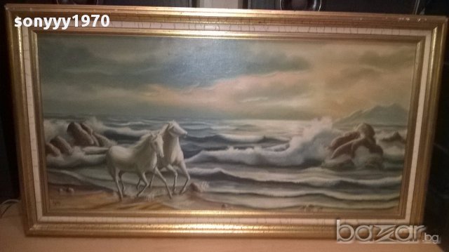 Egido-Огромна картина-платно/масло 114/64см-внос от канарските острови, снимка 5 - Антикварни и старинни предмети - 16072686