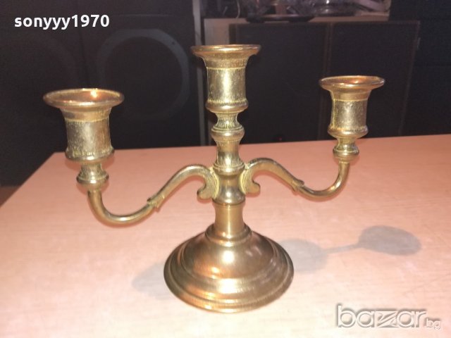 старинен свещник-антика-24х18х11см-внос швеицария, снимка 8 - Антикварни и старинни предмети - 20247202