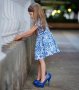 Еднакви рокли за майка и дете с модерен принт, лятна рокля, синя, бяла, снимка 2