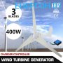 Ветрогенератор 3 витла  400w 12волта DC вятърна турбина солар зелена енергия, снимка 1