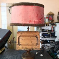 Стара настолна лампа дърво/месинг, снимка 12 - Антикварни и старинни предмети - 24645021