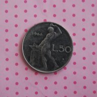 50 лири Италия 1966 много добре запазена идеална за колекция, снимка 1 - Нумизматика и бонистика - 10970872