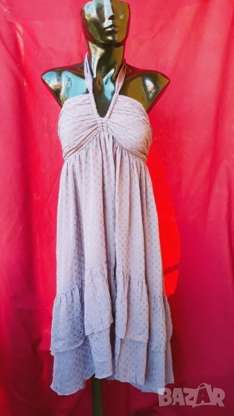  H&M Светло лилава рокля под коляното сребрист точки С/М, снимка 1