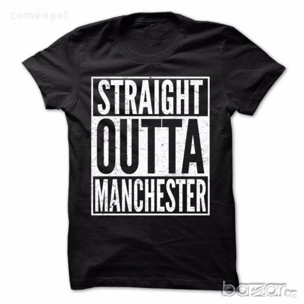 Фен тениски STRAIGHT OUTTA Манчестър Юнайтед / Manchester United! Поръчай модел По Твой дизайн!, снимка 1