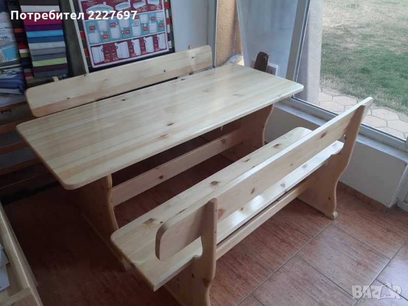 Градински комплект / маса+2 броя пейки с дължина 150 см./, снимка 1