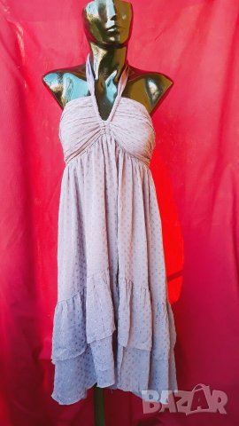  H&M Светло лилава рокля под коляното сребрист точки С/М