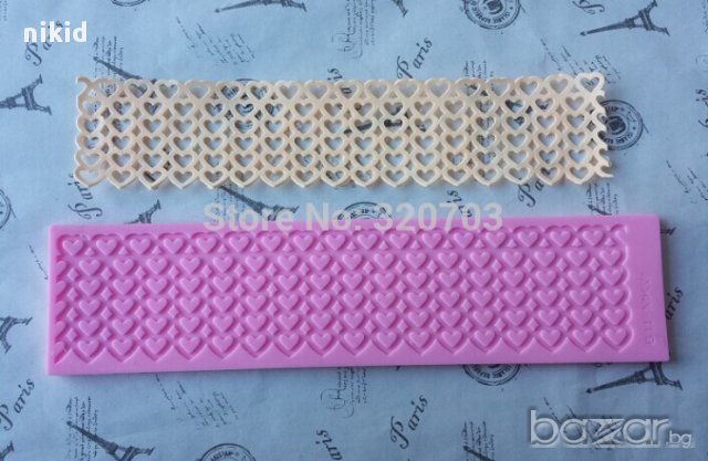 6 реда сърца - Молд борд подложка шаблон за сладка захарна дантела декорации торти украса гъмпейст