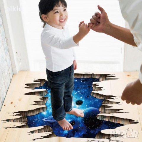 3D Космически планети стикер лепенка за таван и под плочки стена самозалепващ, снимка 3 - Други - 22680376