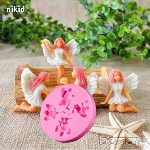 4 ангела ангелчета ангели феи фея ангел силиконов молд форма декор украса торта фондан шоколад 
