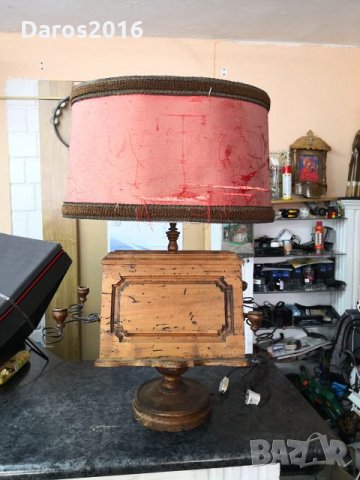Стара настолна лампа дърво/месинг, снимка 12 - Антикварни и старинни предмети - 24645021