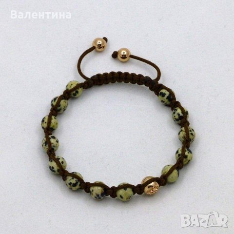 Намалена Мъжка/ дамска гривна от далматински яспис и елементи със златно покритие + ПОДАРЪК, снимка 1