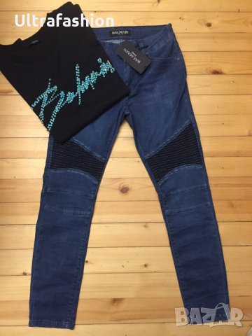 Уникални Balmain biker jeans , снимка 1
