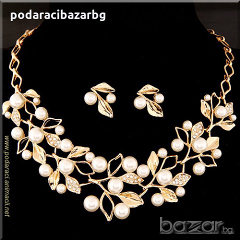 МАСЛИНОВИ КЛОНКИ – КОМПЛЕКТ БИЖУТА В ЗЛАТНО, снимка 1