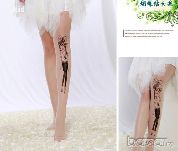 ефектен дамски чорапогащник принт татос момиче