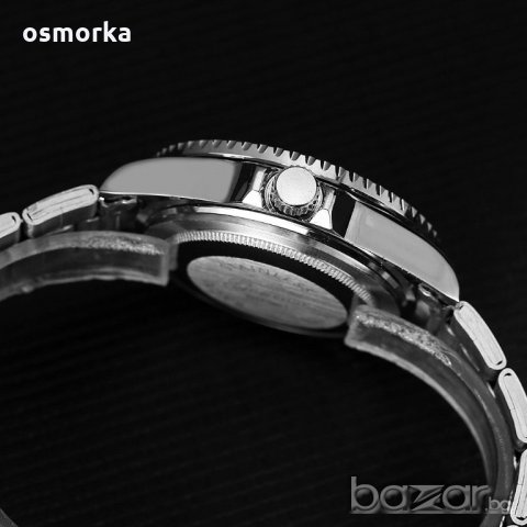 Нов часовник стоманен корпус и верижка дата тип дайвър черен, снимка 4 - Мъжки - 19338489