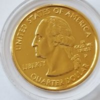State Quarter GOLDEN PLATED 25 cents RHODE ISLAND 1790 ot 2001, снимка 4 - Нумизматика и бонистика - 19324382