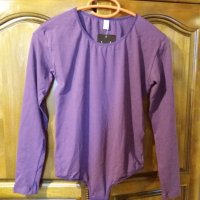 Дам.блуза-/боди/-с дълъг ръкав-/памук+ликра/-тъмно лилава-2., снимка 3 - Блузи с дълъг ръкав и пуловери - 21824967